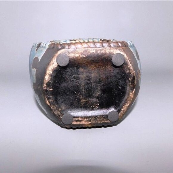 41/801 Creative Co-Op Decorative Decanter with Lid Brown and Blue 13 x 7 x 4 - Picture 6 of 6